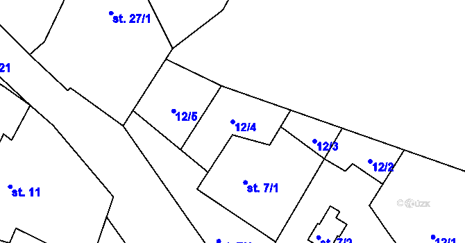 Parcela st. 12/4 v KÚ Rybničná, Katastrální mapa