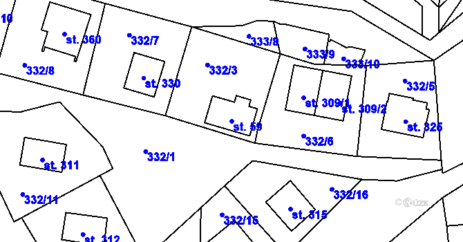 Parcela st. 59 v KÚ Javorná na Šumavě, Katastrální mapa