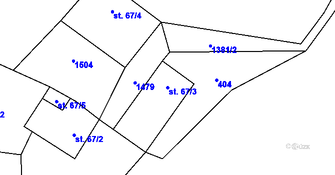 Parcela st. 67/3 v KÚ Javorná na Šumavě, Katastrální mapa