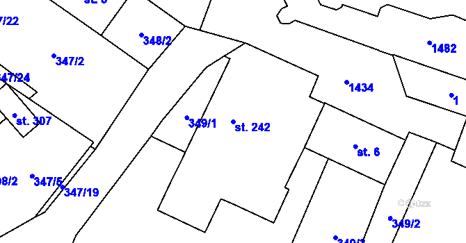 Parcela st. 242 v KÚ Javorná na Šumavě, Katastrální mapa