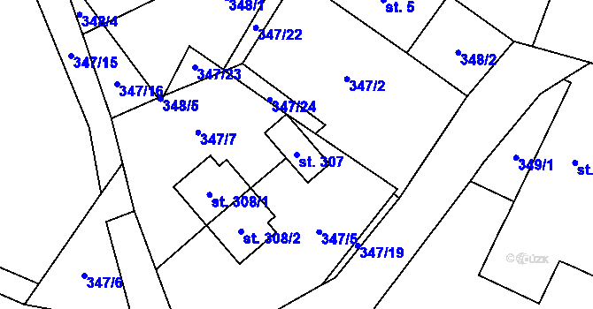Parcela st. 307 v KÚ Javorná na Šumavě, Katastrální mapa