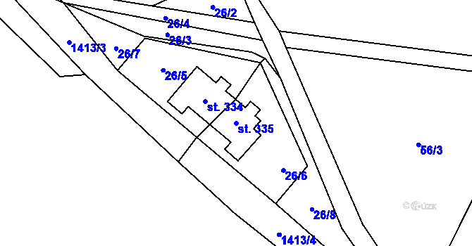Parcela st. 335 v KÚ Javorná na Šumavě, Katastrální mapa