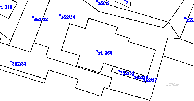 Parcela st. 366 v KÚ Javorná na Šumavě, Katastrální mapa