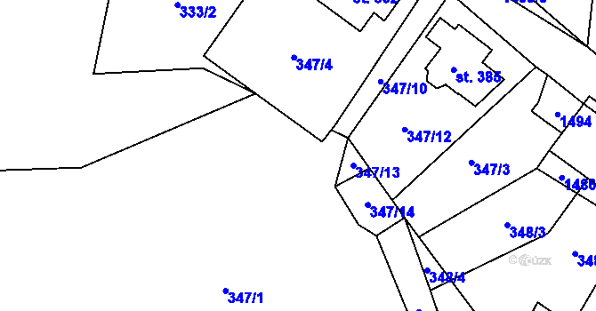 Parcela st. 347/9 v KÚ Javorná na Šumavě, Katastrální mapa
