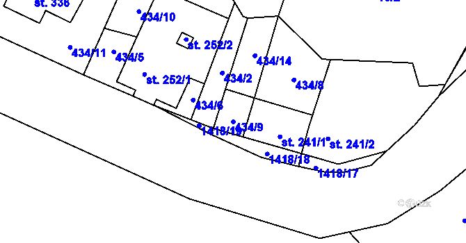 Parcela st. 434/9 v KÚ Javorná na Šumavě, Katastrální mapa