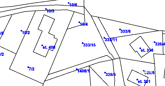 Parcela st. 333/15 v KÚ Javorná na Šumavě, Katastrální mapa
