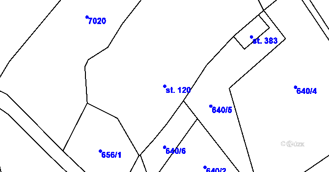Parcela st. 120 v KÚ Javornice, Katastrální mapa