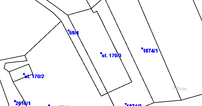 Parcela st. 170/3 v KÚ Javornice, Katastrální mapa