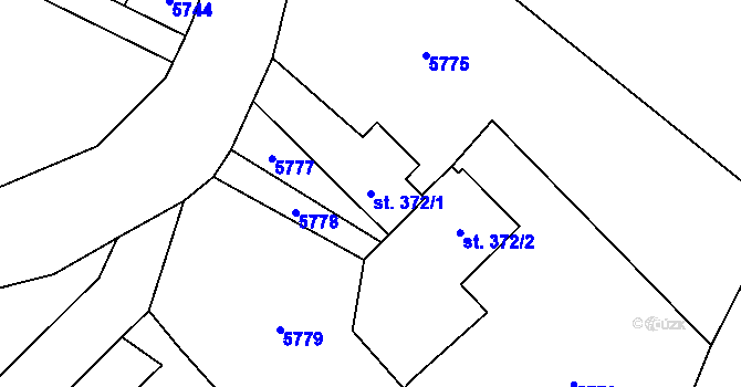 Parcela st. 372/1 v KÚ Javornice, Katastrální mapa