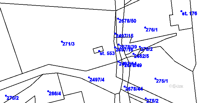 Parcela st. 553 v KÚ Javornice, Katastrální mapa