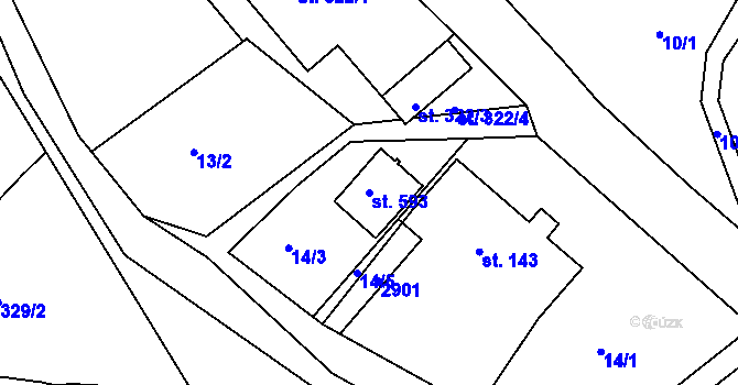 Parcela st. 593 v KÚ Javornice, Katastrální mapa