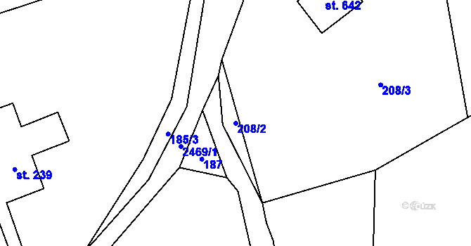 Parcela st. 208/2 v KÚ Javornice, Katastrální mapa