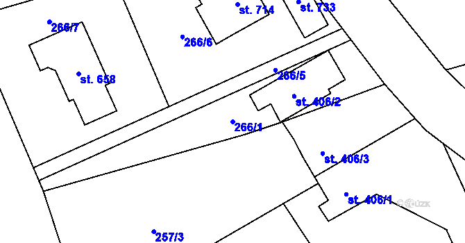 Parcela st. 266/1 v KÚ Javornice, Katastrální mapa