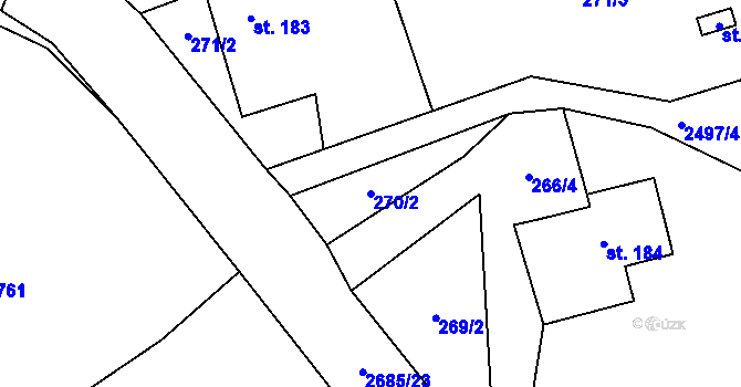 Parcela st. 270/2 v KÚ Javornice, Katastrální mapa