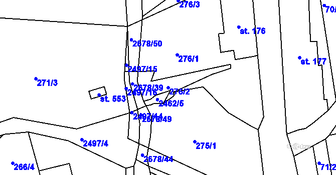 Parcela st. 276/2 v KÚ Javornice, Katastrální mapa