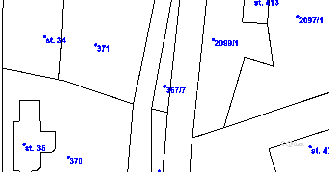 Parcela st. 367/7 v KÚ Javornice, Katastrální mapa