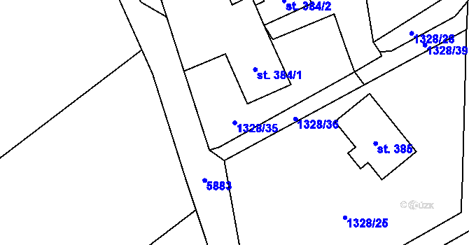 Parcela st. 1328/35 v KÚ Javornice, Katastrální mapa