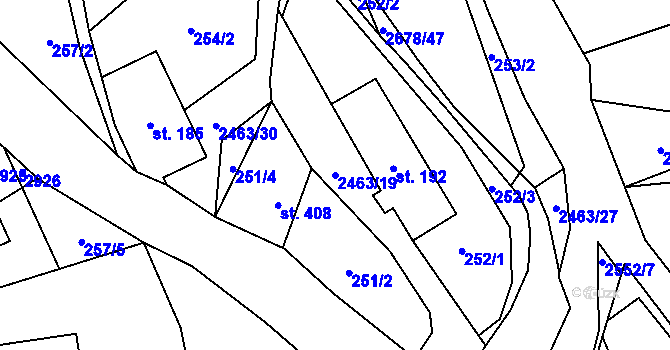 Parcela st. 2463/19 v KÚ Javornice, Katastrální mapa