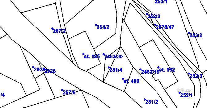 Parcela st. 2463/30 v KÚ Javornice, Katastrální mapa