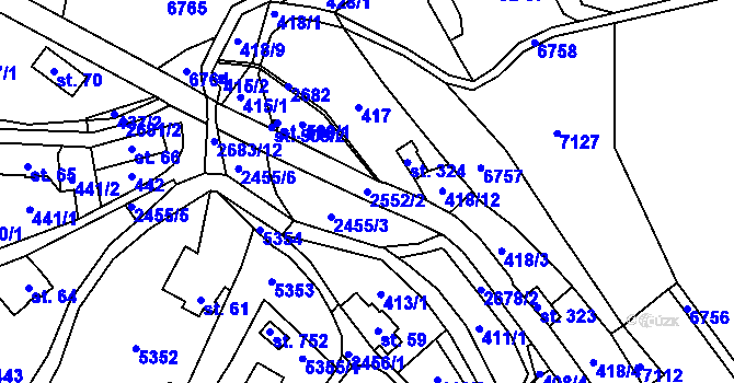 Parcela st. 2552/2 v KÚ Javornice, Katastrální mapa