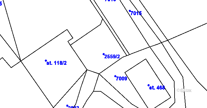 Parcela st. 2559/2 v KÚ Javornice, Katastrální mapa