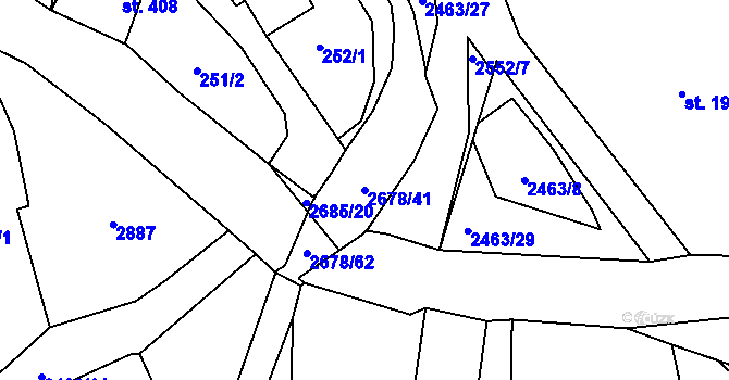 Parcela st. 2678/41 v KÚ Javornice, Katastrální mapa