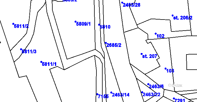 Parcela st. 2678/43 v KÚ Javornice, Katastrální mapa