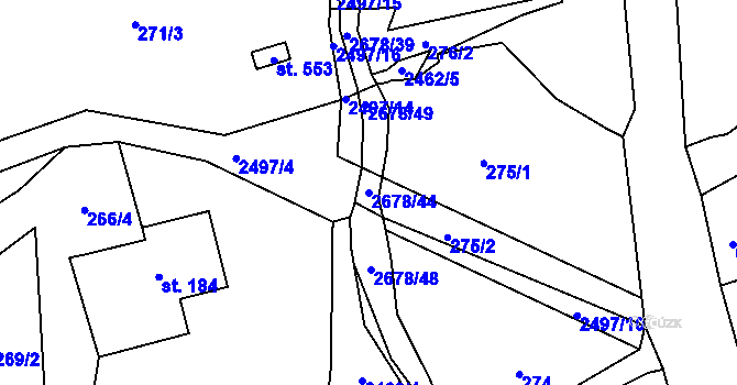 Parcela st. 2678/44 v KÚ Javornice, Katastrální mapa