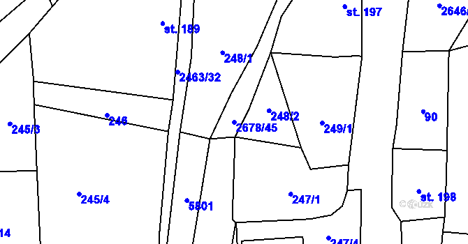 Parcela st. 2678/45 v KÚ Javornice, Katastrální mapa