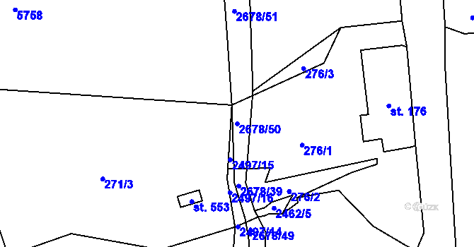 Parcela st. 2678/50 v KÚ Javornice, Katastrální mapa