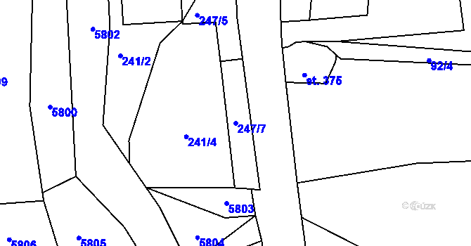 Parcela st. 247/7 v KÚ Javornice, Katastrální mapa