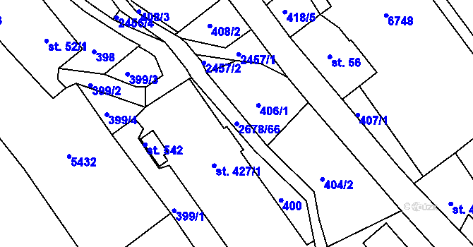 Parcela st. 2678/66 v KÚ Javornice, Katastrální mapa