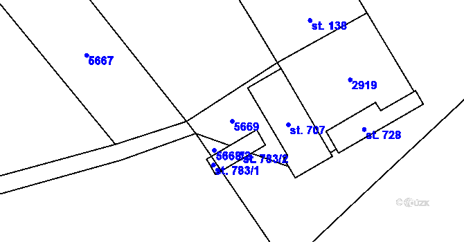 Parcela st. 5669 v KÚ Javornice, Katastrální mapa