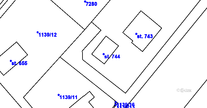 Parcela st. 744 v KÚ Javornice, Katastrální mapa