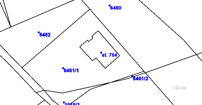 Parcela st. 754 v KÚ Javornice, Katastrální mapa