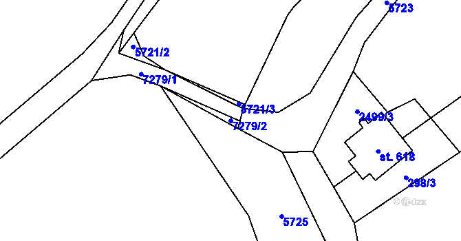 Parcela st. 7279/2 v KÚ Javornice, Katastrální mapa