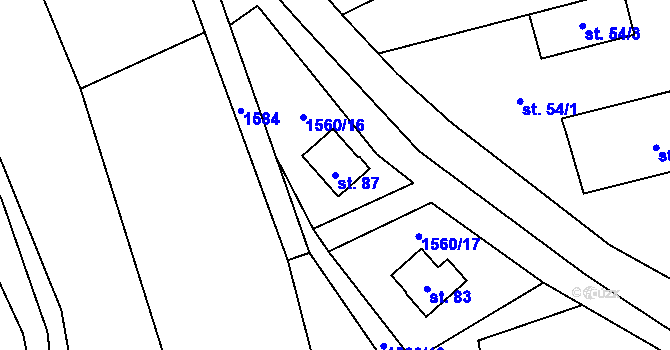 Parcela st. 87 v KÚ Javorník u Vlašimi, Katastrální mapa