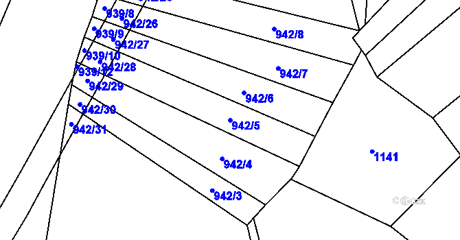Parcela st. 942/5 v KÚ Javorník u Vlašimi, Katastrální mapa