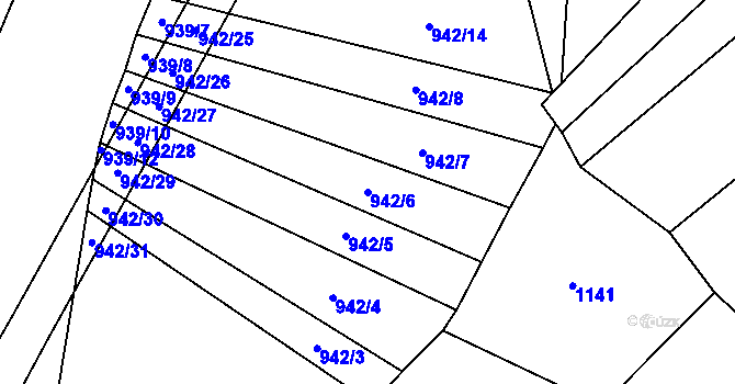 Parcela st. 942/6 v KÚ Javorník u Vlašimi, Katastrální mapa