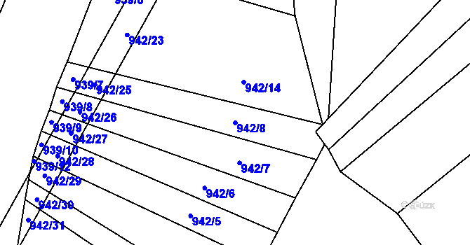 Parcela st. 942/8 v KÚ Javorník u Vlašimi, Katastrální mapa