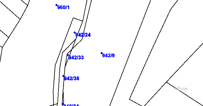 Parcela st. 942/9 v KÚ Javorník u Vlašimi, Katastrální mapa
