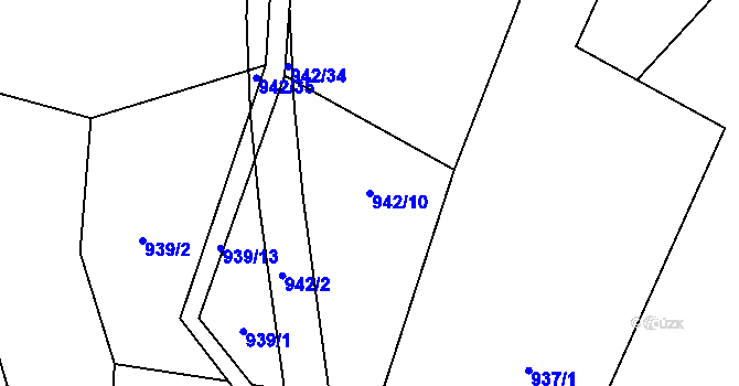 Parcela st. 942/10 v KÚ Javorník u Vlašimi, Katastrální mapa