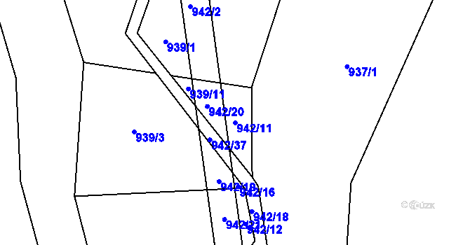 Parcela st. 942/11 v KÚ Javorník u Vlašimi, Katastrální mapa