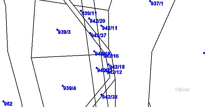 Parcela st. 942/16 v KÚ Javorník u Vlašimi, Katastrální mapa