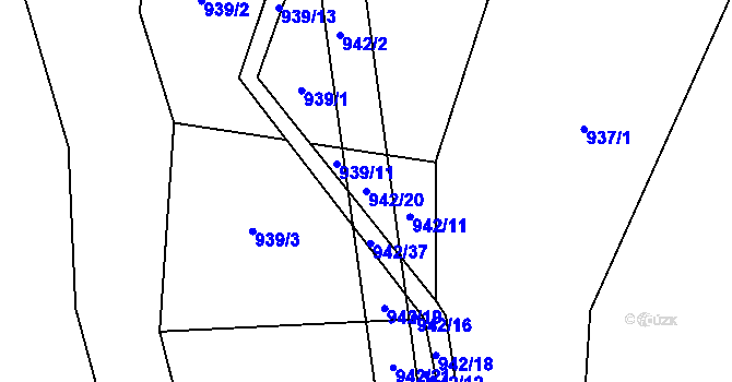 Parcela st. 942/20 v KÚ Javorník u Vlašimi, Katastrální mapa