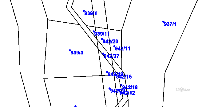 Parcela st. 942/37 v KÚ Javorník u Vlašimi, Katastrální mapa