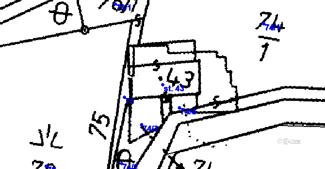 Parcela st. 43 v KÚ Javorník u Stach, Katastrální mapa