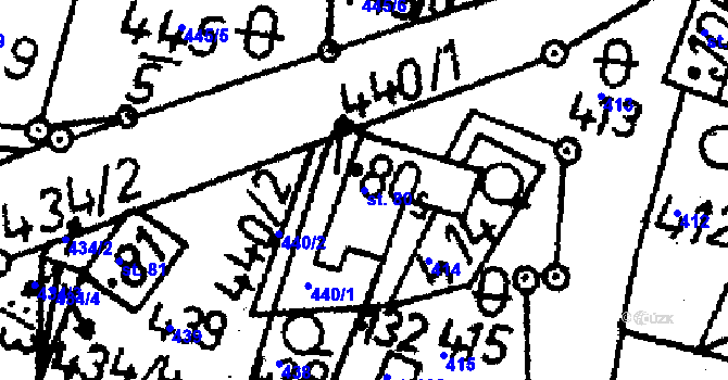 Parcela st. 80 v KÚ Javorník u Stach, Katastrální mapa
