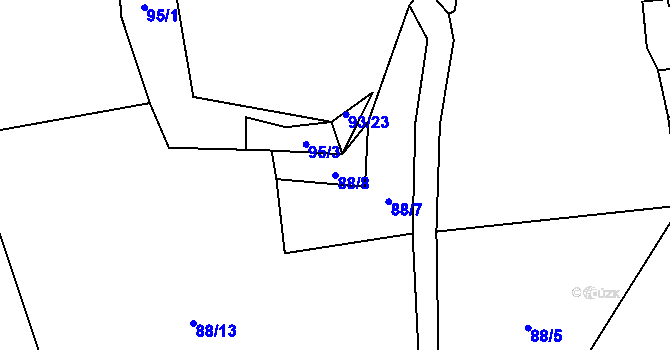 Parcela st. 88/8 v KÚ Javorník u Stach, Katastrální mapa