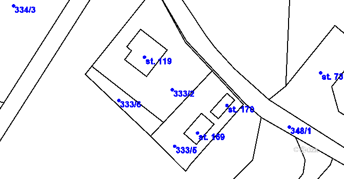 Parcela st. 333/2 v KÚ Javorník u Stach, Katastrální mapa